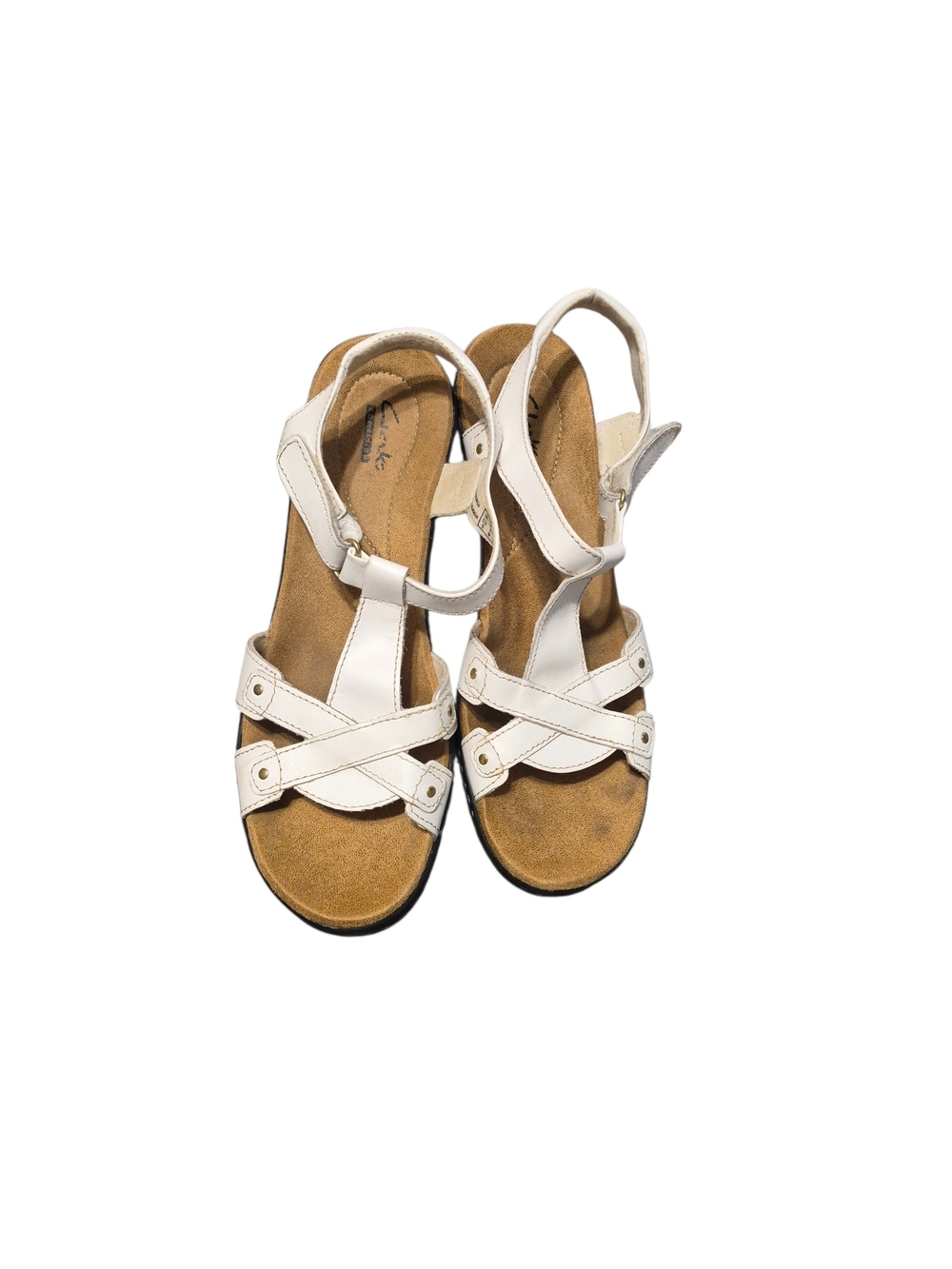 Clarks Women's White Crisscross Sandals